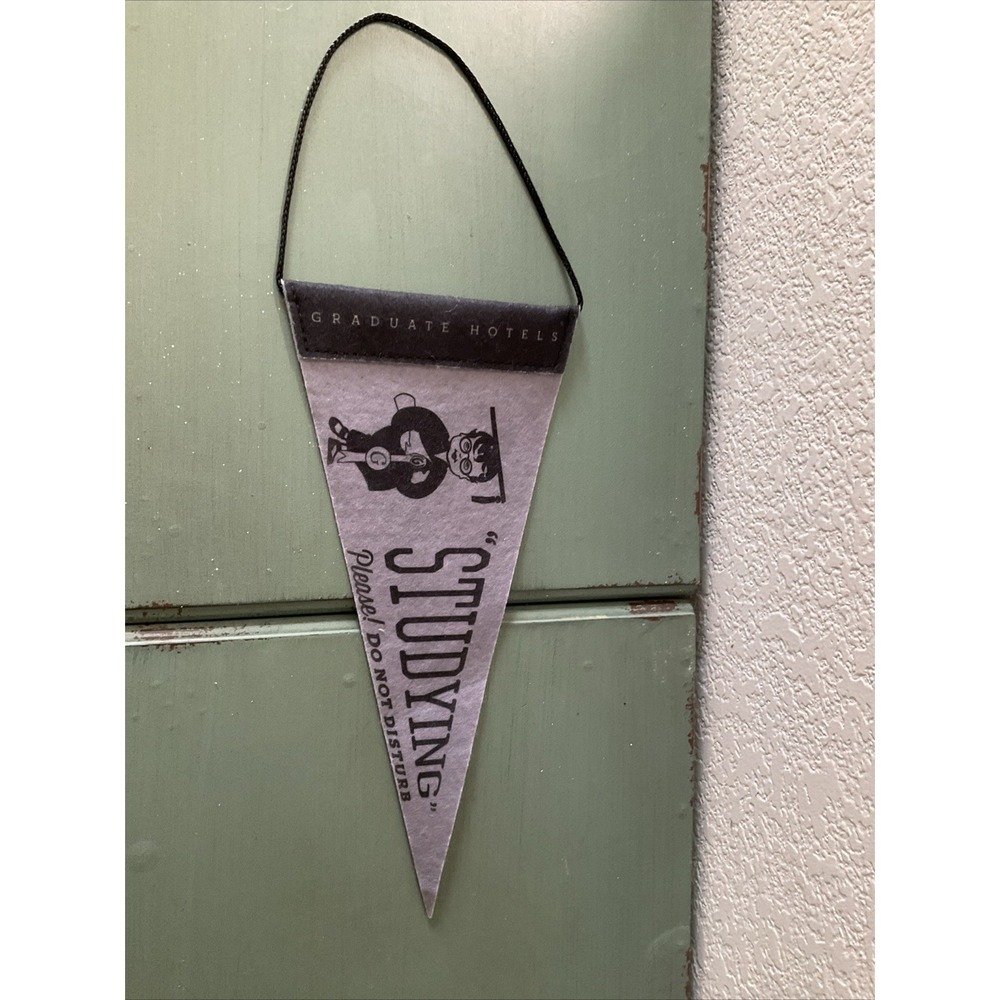 Graduate Hotels Privacy Do Not Disturb "Studying" Door Pennant Sign gray black